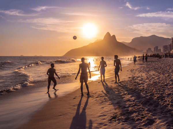 Brazil Beaches: Ipanema Beach in Rio de Janeiro, a popular tourist destination known for its golden sand and stunning views