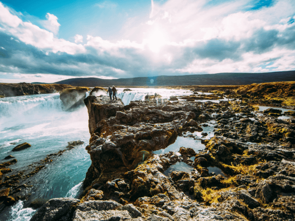 The powerful Godafoss Waterfall, an essential stop on the bespoke itineraries created by a DMC in Iceland.